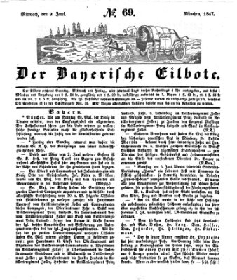 Baierscher Eilbote (Münchener Bote für Stadt und Land) Mittwoch 9. Juni 1847