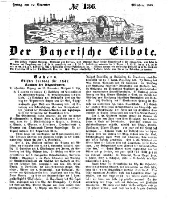 Baierscher Eilbote (Münchener Bote für Stadt und Land) Freitag 12. November 1847