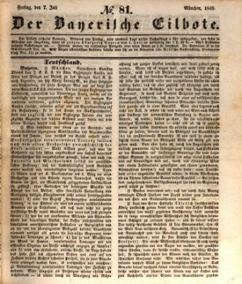 Baierscher Eilbote (Münchener Bote für Stadt und Land) Freitag 7. Juli 1848