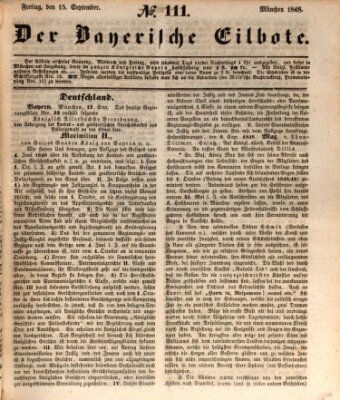 Baierscher Eilbote (Münchener Bote für Stadt und Land) Freitag 15. September 1848