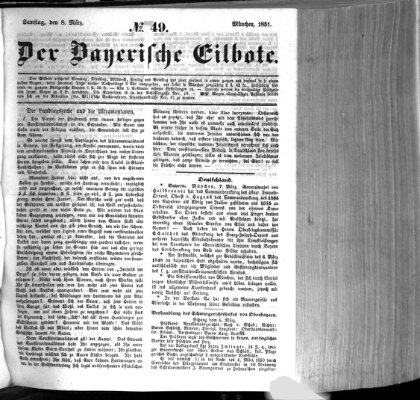 Baierscher Eilbote (Münchener Bote für Stadt und Land) Samstag 8. März 1851
