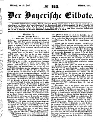 Baierscher Eilbote (Münchener Bote für Stadt und Land) Mittwoch 18. Juni 1851