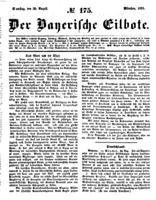 Baierscher Eilbote (Münchener Bote für Stadt und Land) Samstag 30. August 1851