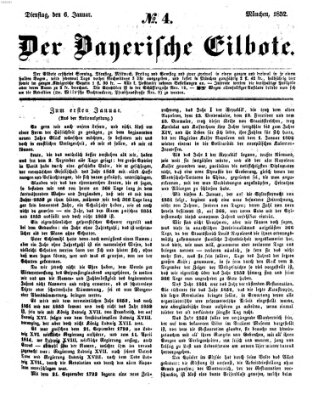 Baierscher Eilbote (Münchener Bote für Stadt und Land) Dienstag 6. Januar 1852