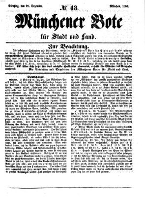 Münchener Bote für Stadt und Land Dienstag 21. Dezember 1852