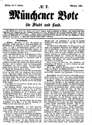 Münchener Bote für Stadt und Land Freitag 7. Januar 1853