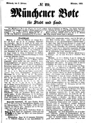 Münchener Bote für Stadt und Land Mittwoch 2. Februar 1853