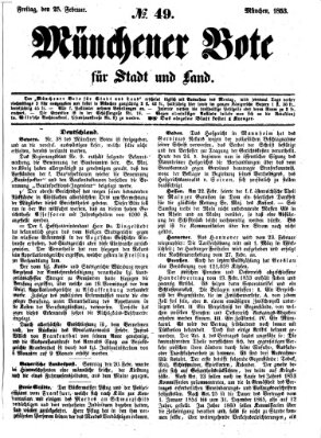 Münchener Bote für Stadt und Land Freitag 25. Februar 1853