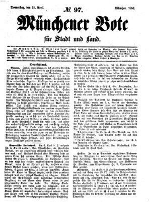 Münchener Bote für Stadt und Land Donnerstag 21. April 1853