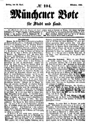 Münchener Bote für Stadt und Land Freitag 29. April 1853