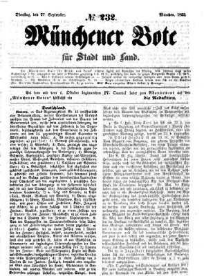 Münchener Bote für Stadt und Land Dienstag 27. September 1853