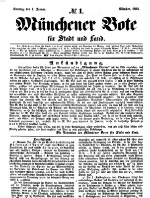 Münchener Bote für Stadt und Land Sonntag 1. Januar 1854