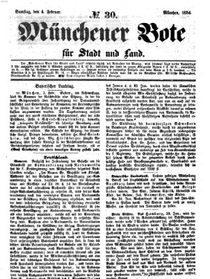 Münchener Bote für Stadt und Land Samstag 4. Februar 1854