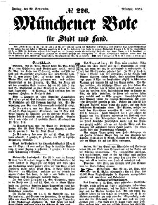 Münchener Bote für Stadt und Land Freitag 22. September 1854