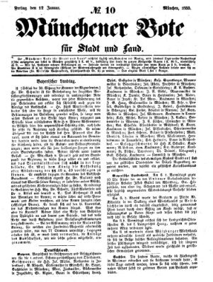 Münchener Bote für Stadt und Land Freitag 12. Januar 1855