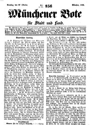 Münchener Bote für Stadt und Land Samstag 27. Oktober 1855