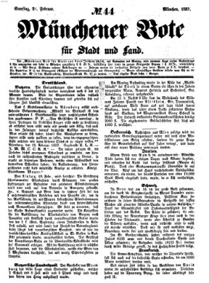 Münchener Bote für Stadt und Land Samstag 21. Februar 1857