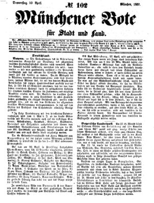 Münchener Bote für Stadt und Land Donnerstag 30. April 1857
