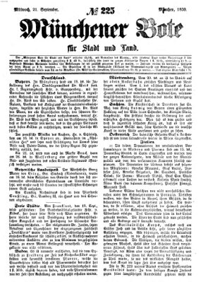 Münchener Bote für Stadt und Land Mittwoch 21. September 1859