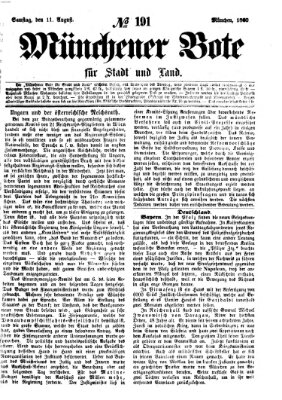 Münchener Bote für Stadt und Land Samstag 11. August 1860