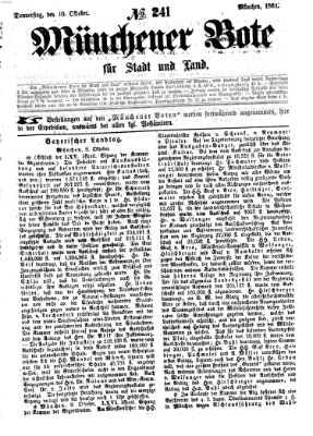 Münchener Bote für Stadt und Land Donnerstag 10. Oktober 1861