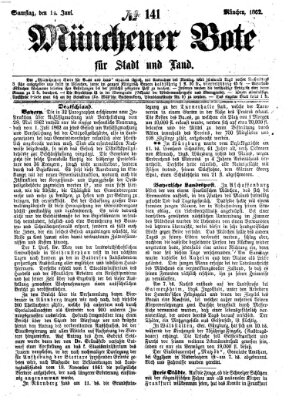 Münchener Bote für Stadt und Land Samstag 14. Juni 1862