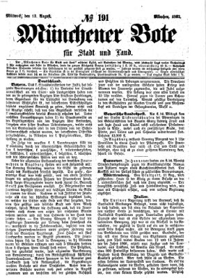 Münchener Bote für Stadt und Land Mittwoch 13. August 1862