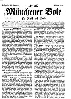 Münchener Bote für Stadt und Land Freitag 12. September 1862