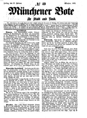 Münchener Bote für Stadt und Land Freitag 27. Februar 1863