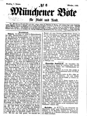 Münchener Bote für Stadt und Land Samstag 7. Januar 1865