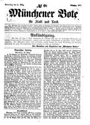Münchener Bote für Stadt und Land Donnerstag 21. März 1867