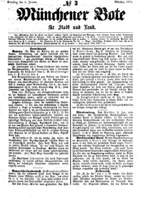 Münchener Bote für Stadt und Land Dienstag 4. Januar 1870
