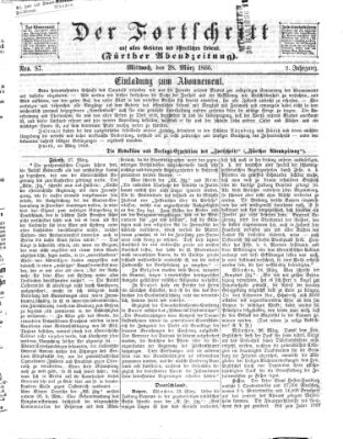 Der Fortschritt auf allen Gebieten des öffentlichen Lebens Mittwoch 28. März 1866