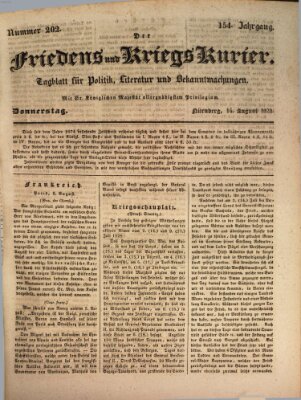 Der Friedens- u. Kriegs-Kurier (Nürnberger Friedens- und Kriegs-Kurier) Donnerstag 14. August 1828