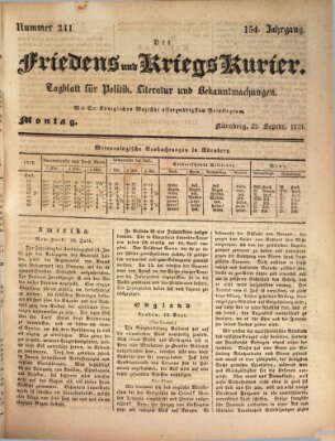 Der Friedens- u. Kriegs-Kurier (Nürnberger Friedens- und Kriegs-Kurier) Montag 22. September 1828