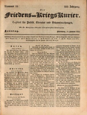 Der Friedens- u. Kriegs-Kurier (Nürnberger Friedens- und Kriegs-Kurier) Sonntag 11. Januar 1829