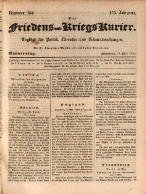 Der Friedens- u. Kriegs-Kurier (Nürnberger Friedens- und Kriegs-Kurier) Donnerstag 14. Mai 1829