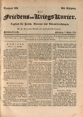 Der Friedens- u. Kriegs-Kurier (Nürnberger Friedens- und Kriegs-Kurier) Samstag 5. Dezember 1829