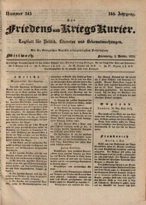 Der Friedens- u. Kriegs-Kurier (Nürnberger Friedens- und Kriegs-Kurier) Mittwoch 9. Dezember 1829