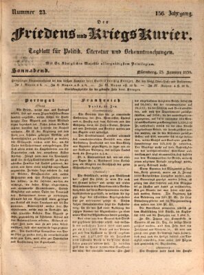 Der Friedens- u. Kriegs-Kurier (Nürnberger Friedens- und Kriegs-Kurier) Samstag 23. Januar 1830