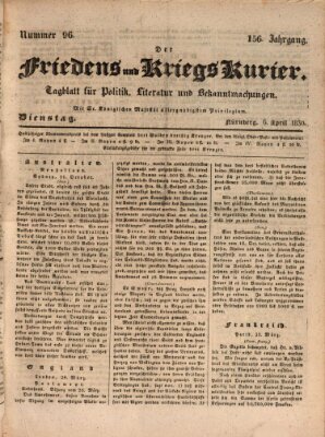 Der Friedens- u. Kriegs-Kurier (Nürnberger Friedens- und Kriegs-Kurier) Dienstag 6. April 1830
