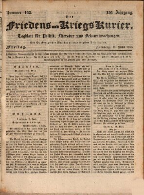 Der Friedens- u. Kriegs-Kurier (Nürnberger Friedens- und Kriegs-Kurier) Freitag 11. Juni 1830