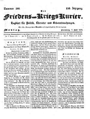 Der Friedens- u. Kriegs-Kurier (Nürnberger Friedens- und Kriegs-Kurier) Montag 5. Juli 1830