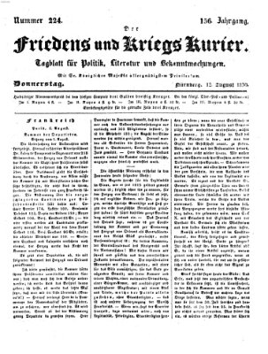Der Friedens- u. Kriegs-Kurier (Nürnberger Friedens- und Kriegs-Kurier) Donnerstag 12. August 1830