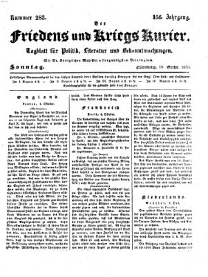 Der Friedens- u. Kriegs-Kurier (Nürnberger Friedens- und Kriegs-Kurier) Sonntag 10. Oktober 1830