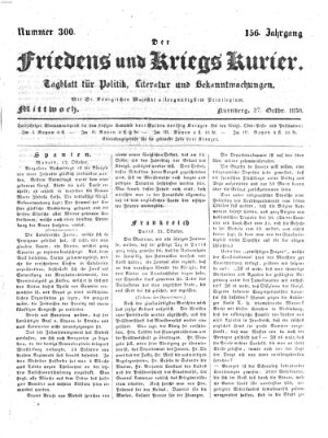 Der Friedens- u. Kriegs-Kurier (Nürnberger Friedens- und Kriegs-Kurier) Mittwoch 27. Oktober 1830