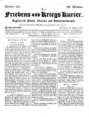 Der Friedens- u. Kriegs-Kurier (Nürnberger Friedens- und Kriegs-Kurier) Samstag 11. Dezember 1830