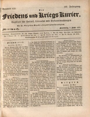 Der Friedens- u. Kriegs-Kurier (Nürnberger Friedens- und Kriegs-Kurier) Mittwoch 1. Juni 1831
