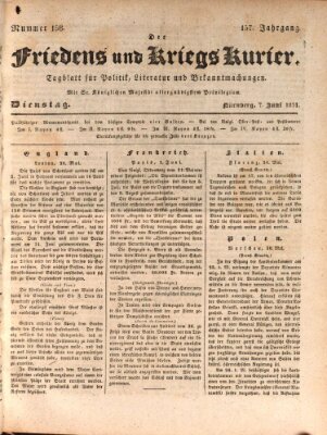 Der Friedens- u. Kriegs-Kurier (Nürnberger Friedens- und Kriegs-Kurier) Dienstag 7. Juni 1831