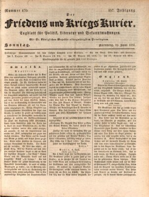 Der Friedens- u. Kriegs-Kurier (Nürnberger Friedens- und Kriegs-Kurier) Sonntag 19. Juni 1831